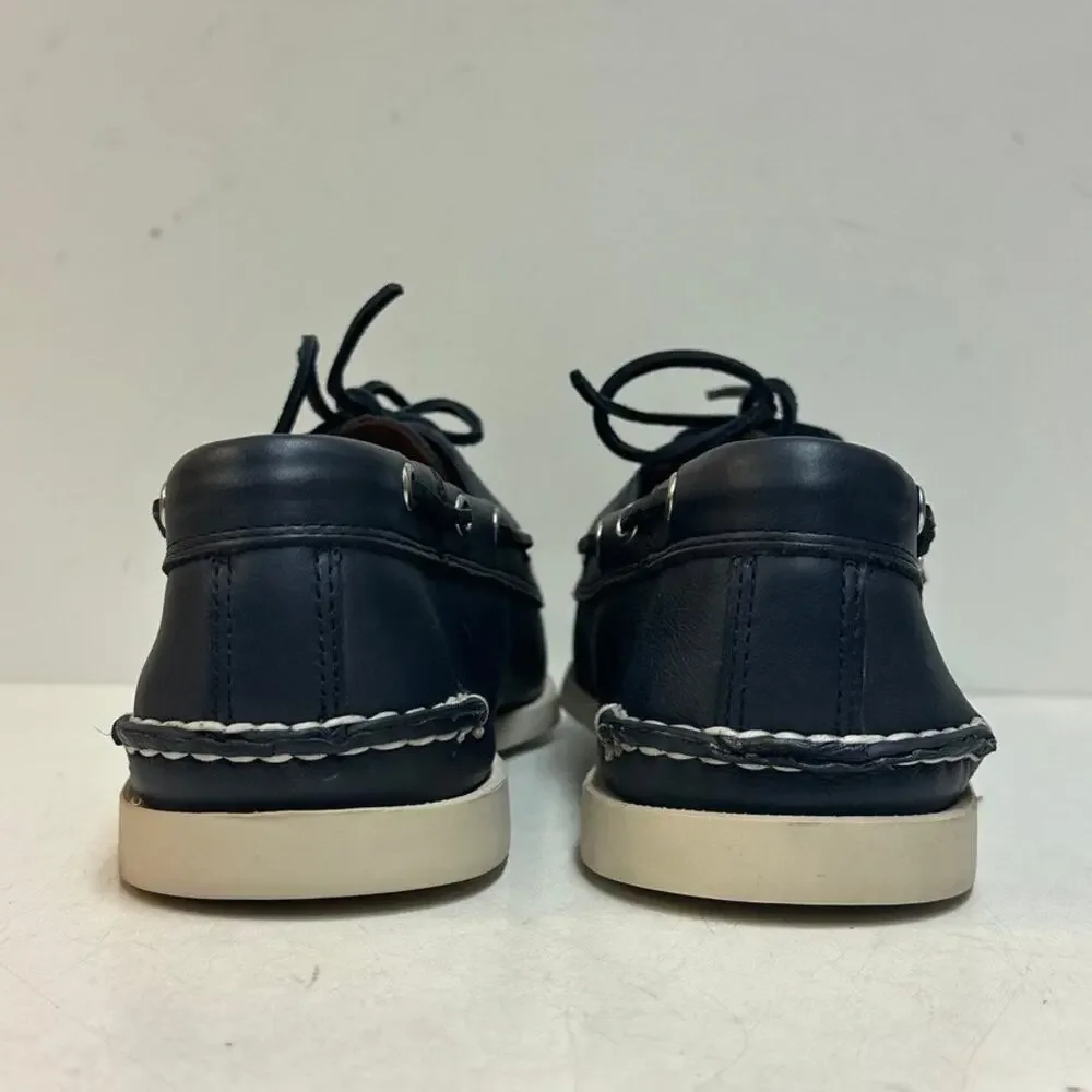 NWOT Quoddy Men's Head Boat Shoe Moccasin Navy Blue Handsewn Maine USA 12 D